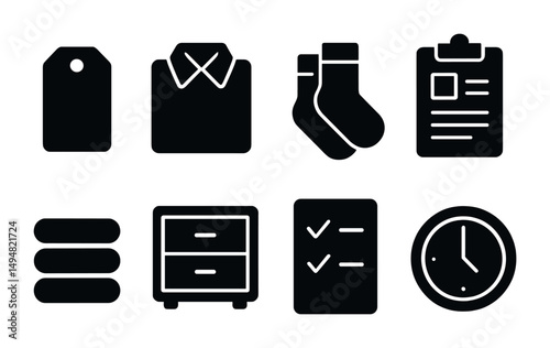 Business and office solid icons set – filled, flat, work and productivity symbols
