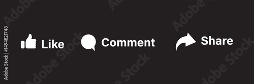 Facebook Like, Comment, Share of Social Media Icons. Vector Illustration. EPS10