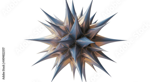 Isolated Spiky Metallic Abstract Sphere Geometric Sculpture