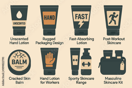 Skincare and hygiene icons set – solid, filled, grooming and beauty symbols
