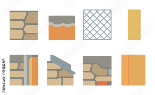 Construction and building flat icons set – architectural, construction tools, design