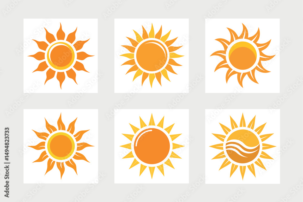 Fototapeta premium A set of sun icon vector art illustration.