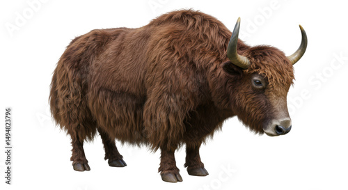 Isolated Brown Yak Standing Wildlife Animal