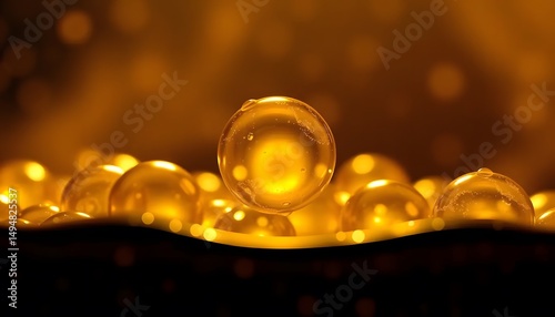 Glistening orbs radiant liquid spheroids