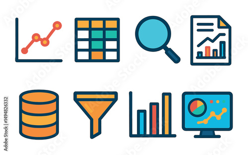 Video conference flat icons set – communication, chat, meeting essentials