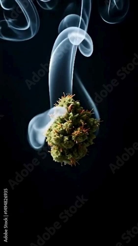 Marijuana bud close up with smoke effect aesthetic cannabis thc cbd weed ganja video footage stock 4k