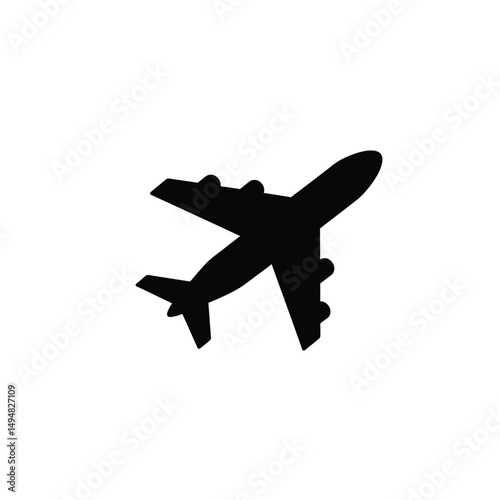 Silhouette of an Airplane - Aviation, Travel, Transportation Icon