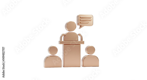 Isolated Speaker Podium with Audience Icon Presentation