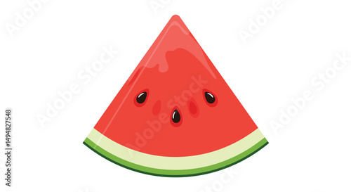 Fresh Watermelon Slice Illustration with Red Flesh and Black Seeds