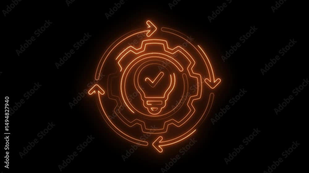 Light bulb idea gear process animation loop on black background business innovation concept Light bulb idea gear process animation loop on black background business innovation concept