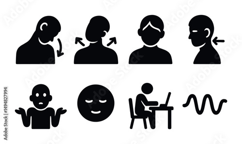 Coughing and sneezing solid icons set – filled, health and medical symbols