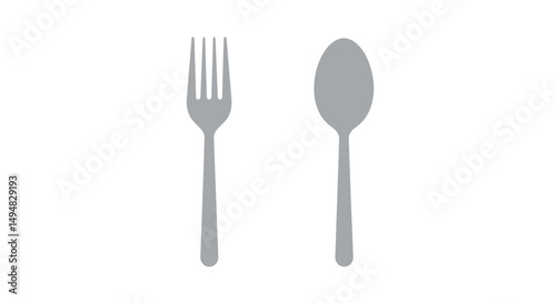 Minimalistic Fork and Spoon Illustration on White Background