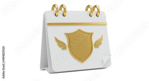Isolated Calendar with Shield Icon