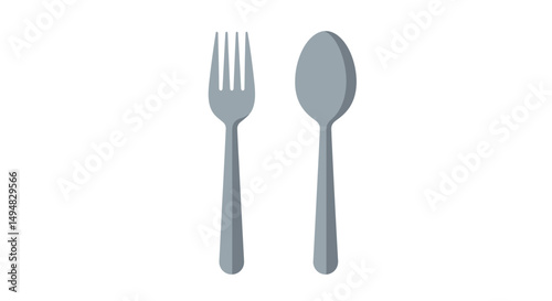 Minimalistic Fork and Spoon Illustration on White Background