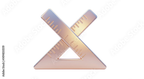 Isolated Set Square and Ruler with Holographic Gradient Finish