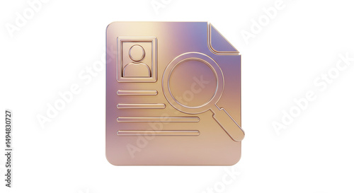 Isolated Holographic Resume with Magnifying Glass Symbolizing Job Search