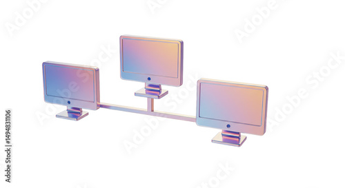 Isolated Network of Three Holographic Computer Monitors