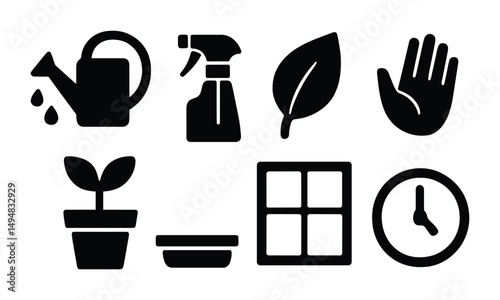 Gardening and eco solid icons set – filled, plant care and sustainability symbols