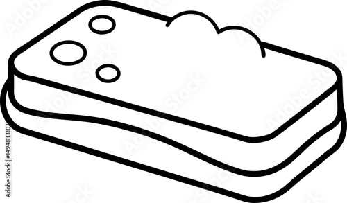 Soap Bar With Foam Line Art Vector Illustration