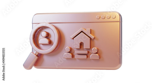 Isolated 3D Render of Real Estate Website Interface