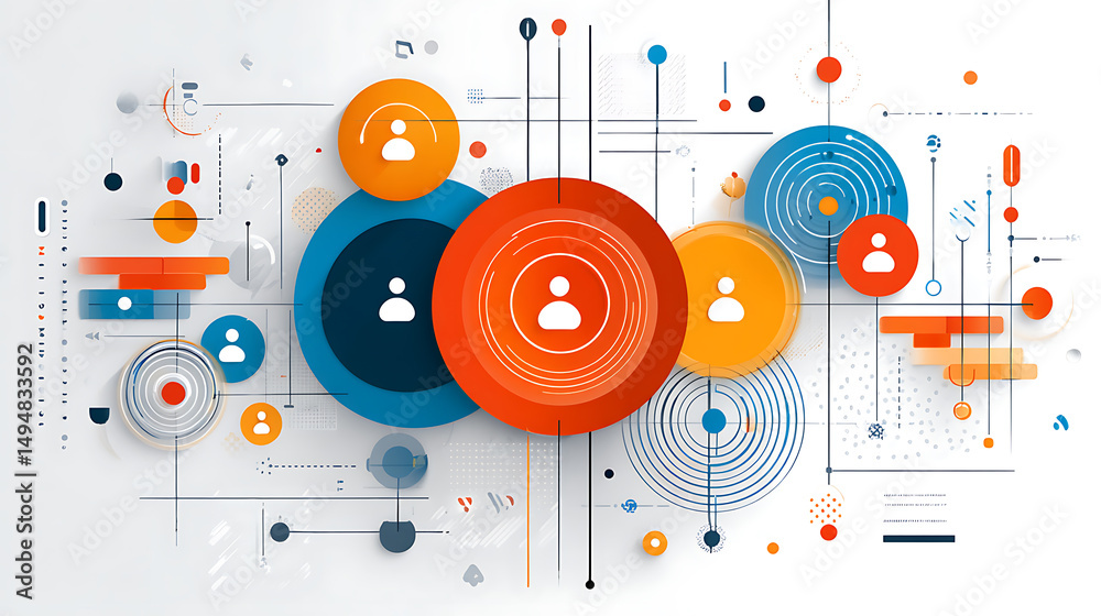 Obraz premium Digital collaboration action virtual space graphic design modern environment abstract view networking concept