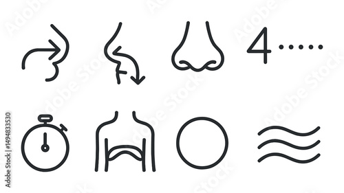 Respiratory health line icons set – airways, breathing, flat style symbols
