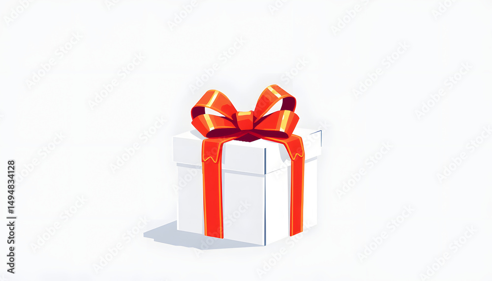A pristine white gift box adorned with a vibrant red ribbon, pixel art. isolated with white highlights A pristine white gift box adorned with a vibrant red ribbon, pixel art. isolated with white highlights