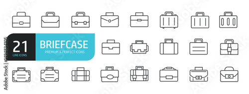 Set of line icons related to briefcase, portofolio, job. Outline icons collection. Editable stroke. Vector illustration stock illustration