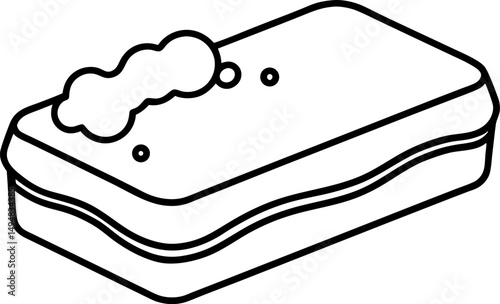 Soap Bar With Foam Line Art Vector Illustration