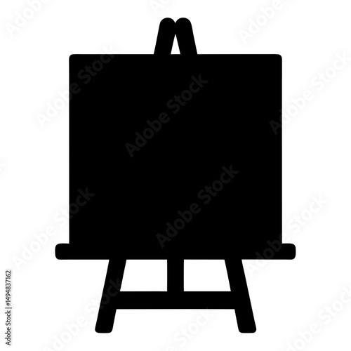 Easel silhouette, easel with blank canvas vector illustration