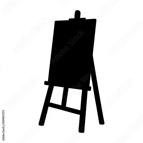 Easel silhouette, easel with blank canvas vector illustration