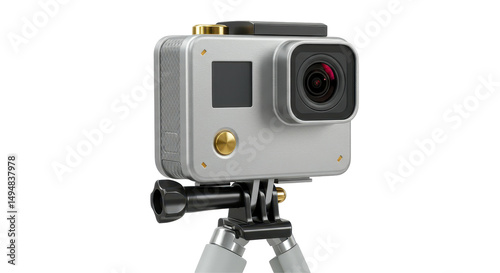 Isolated Action Camera on Tripod for Adventure Recording