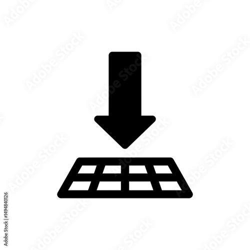 Falling Arrow Icon Over Grid Base for Decline Indicator