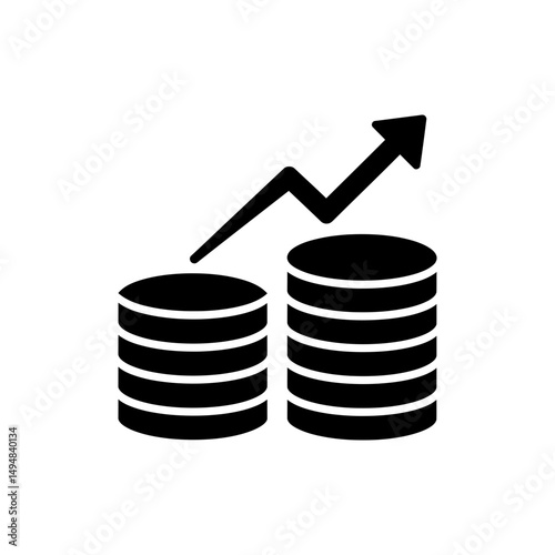Coin Stack with Increasing Arrow Representing Financial Growth