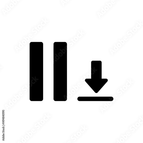 Pause Button with Downward Arrow Symbol Icon
