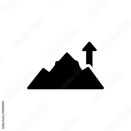 Mountain Peak with Upward Arrow Symbol Icon