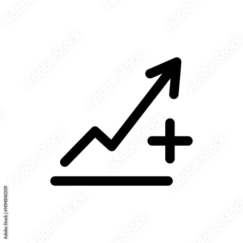 Upward Slanting Line with Plus End Icon for Positive Growth