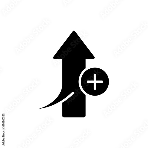 Arrow Up with Plus Symbol Inside a Circle
