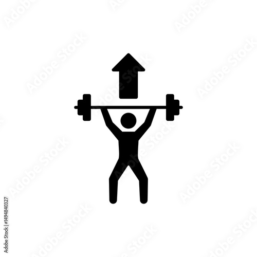 Weightlifting Icon with Up Arrow for Strength and Power