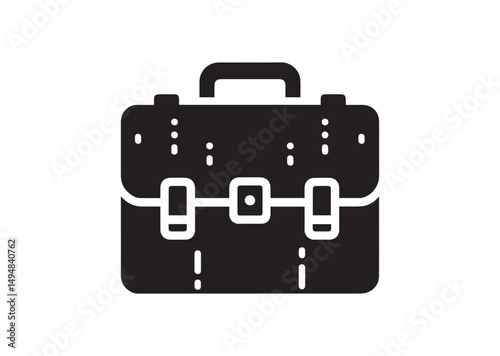 Briefcase Icon. Briefcase Silhouette Black Vector White Background Illustration
