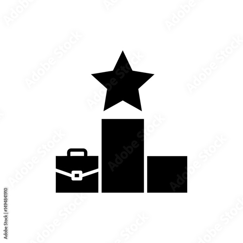 Star on Podium with Briefcase Base Icon