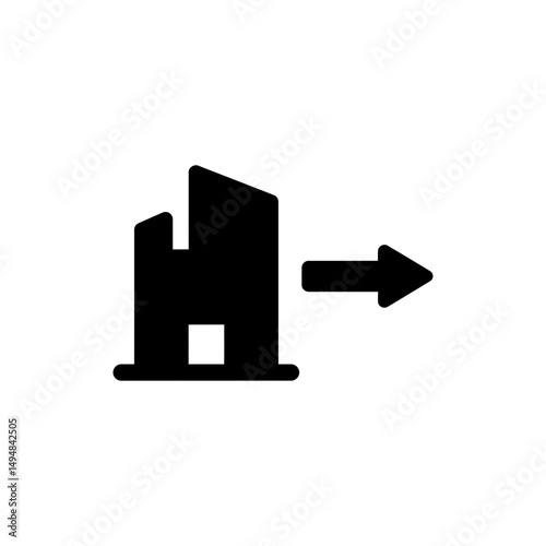 Building and Arrow Symbol for Business Growth and Real Estate Development