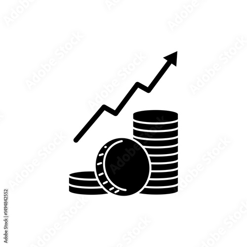 Coin Stack with Rising Line Chart Representing Financial Growth
