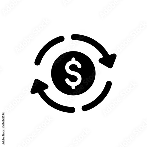 Dollar Sign Inside Circular Arrows Finance Icon