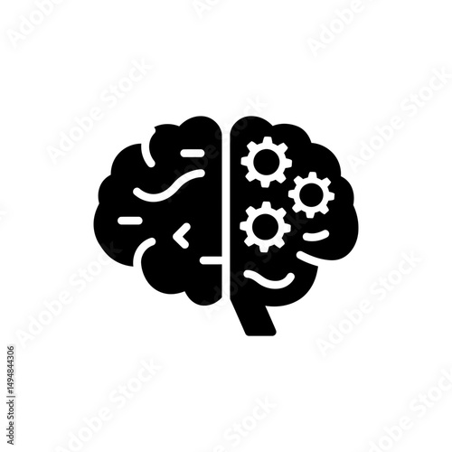 Brain with Gears Idea Development Planning Icon for Business Growth