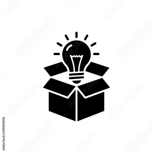 Box with Lightbulb Innovation Idea Symbol for Business Development