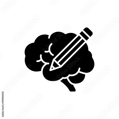 Brain with Pencil for Strategic Planning and Idea Generation