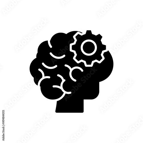 Brain with Gear Decision-Making Icon for Business Strategy