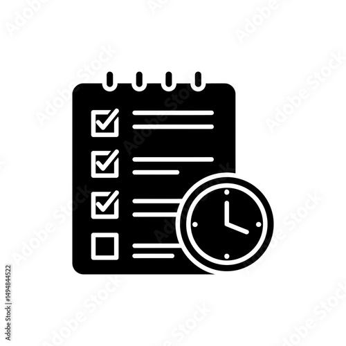 Checklist with Clock for Time Management and Planning Tasks