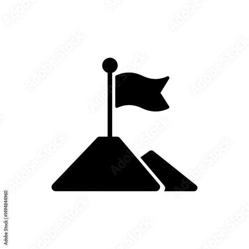 Flag on Hilltop Representing Business Achievement and Success